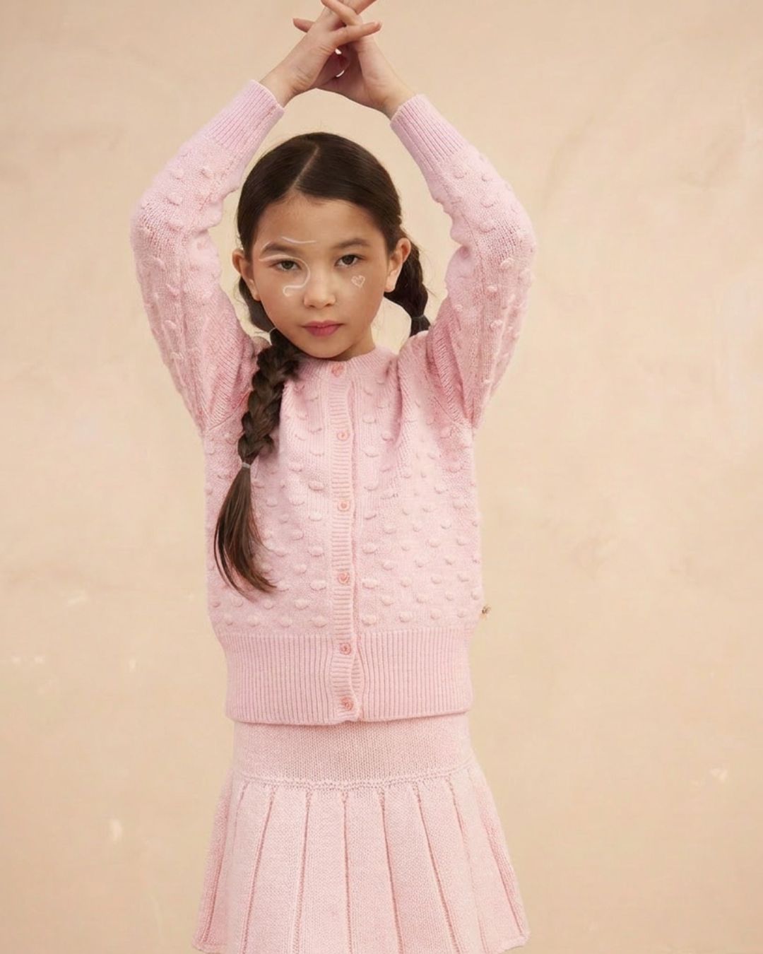 Popcorn Knit Cardigan | Blush