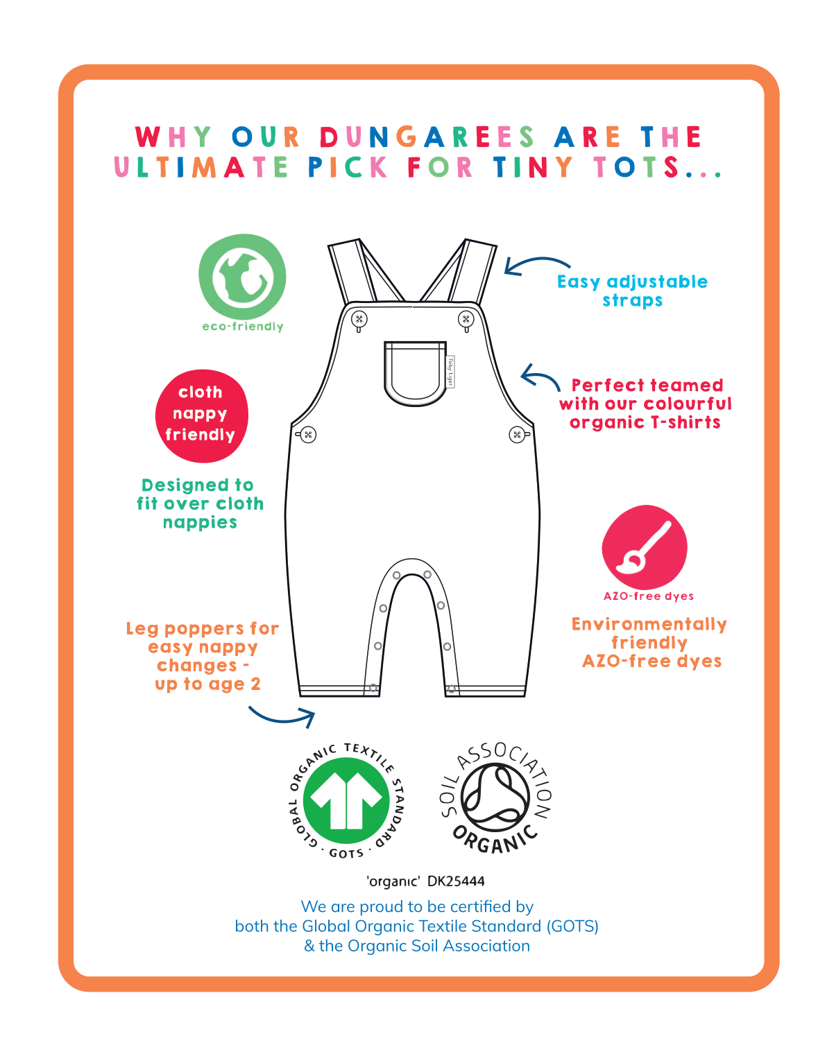 Organic Playtime Mix-Up Print Dungarees