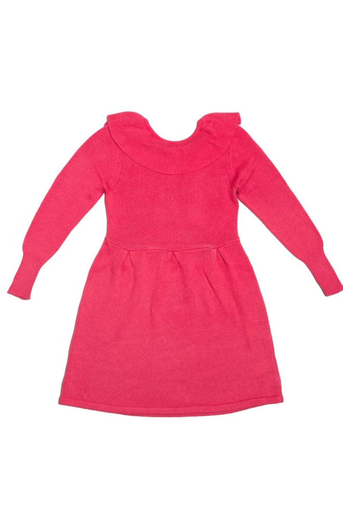 Ruffled V Dress | Raspberry by MIKA & MILO, organic cotton, vetted by KIDDYKIND