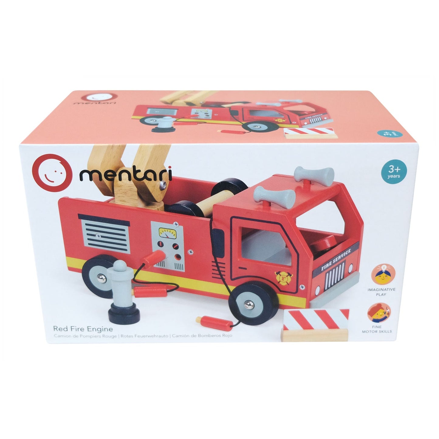 Red Fire Engine | natural wooden toy for toddlers UK