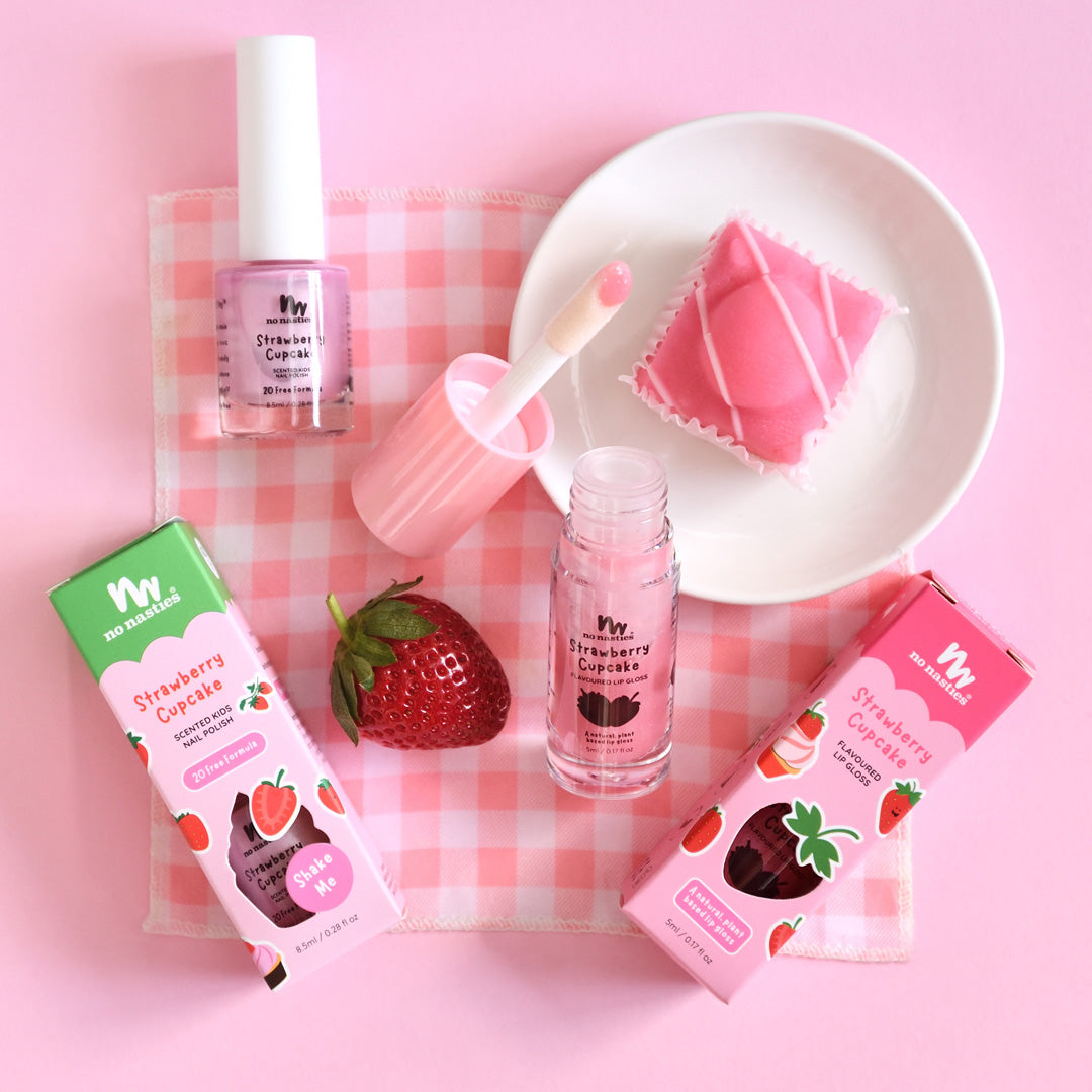 Strawberry Cupcake Lip Gloss & Nail Polish Gift Set