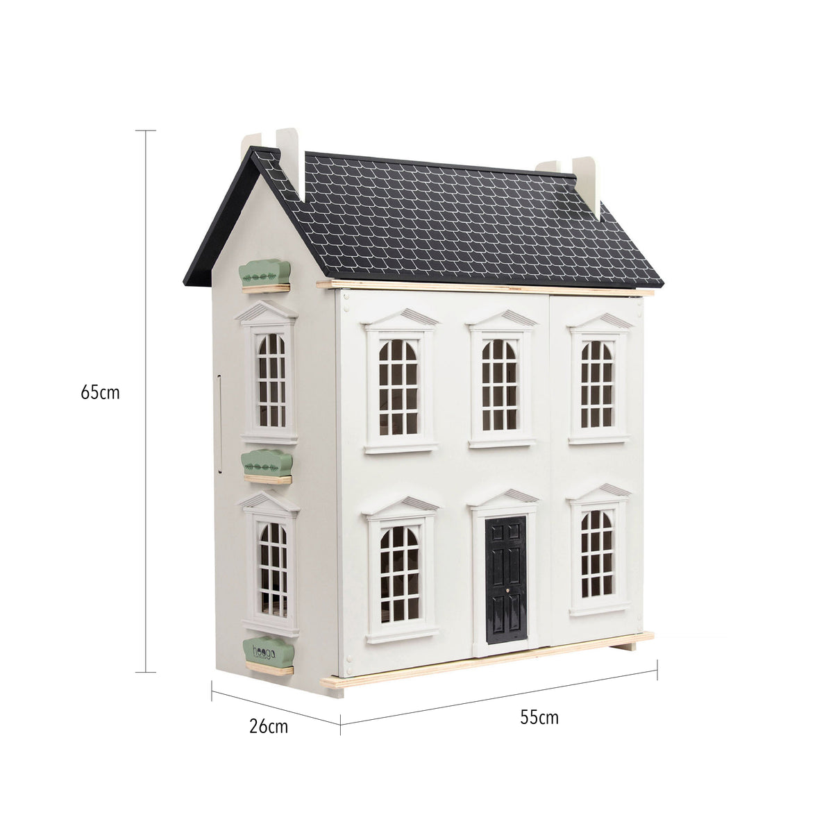 Noble Wooden Dollhouse with 11-Piece Furniture Set