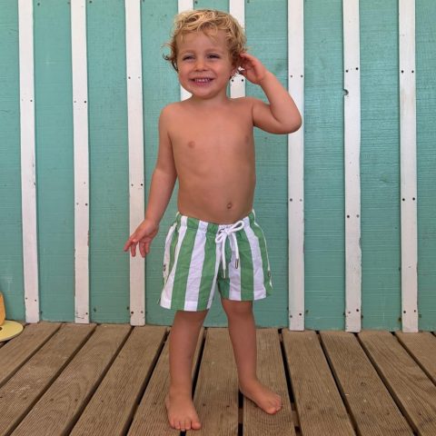 Kids' Swimming Trunks - Green Stripe by Pure Earth Collection, vetted by KIDDYKIND