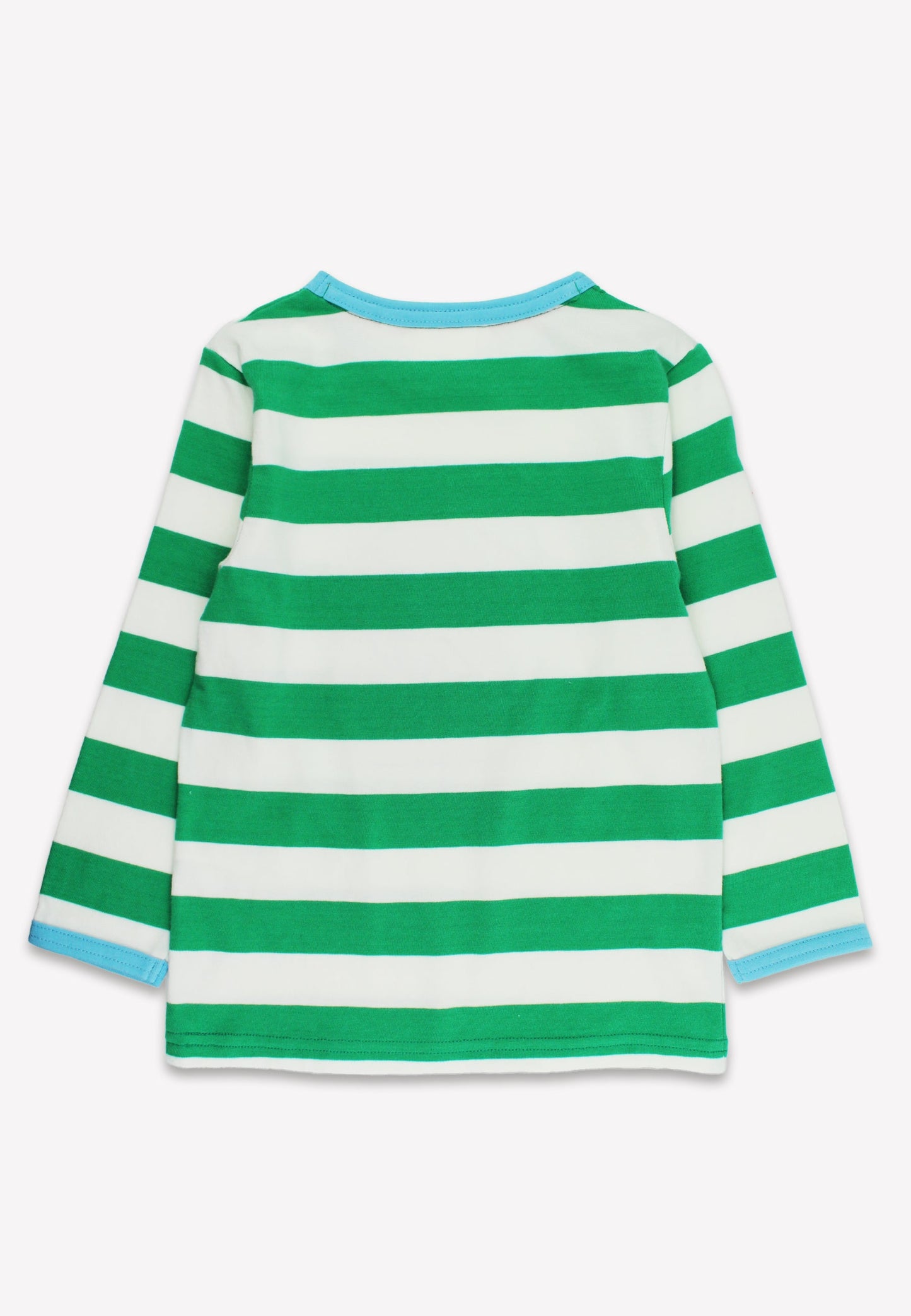 Green and white striped shirt on a white background