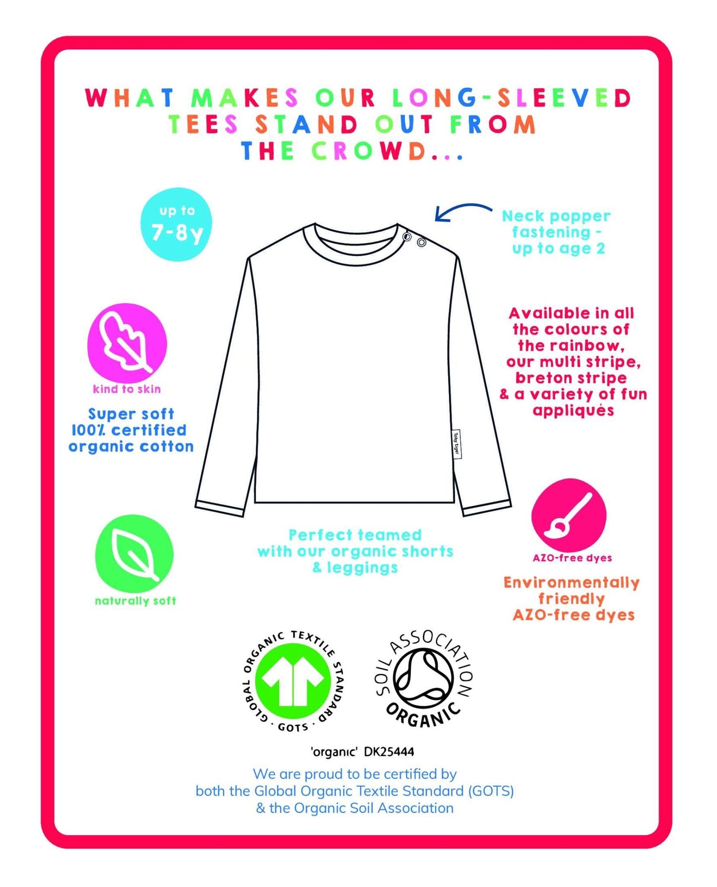 Organic Pink Flower Applique Long - Sleeved T-Shirt - Toby Tiger