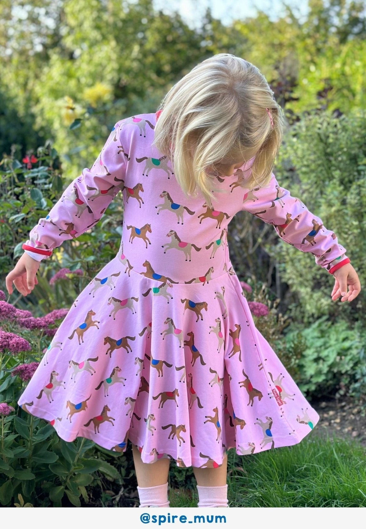 Organic Pink Horse and Pony Print Skater Dress - Toby Tiger
