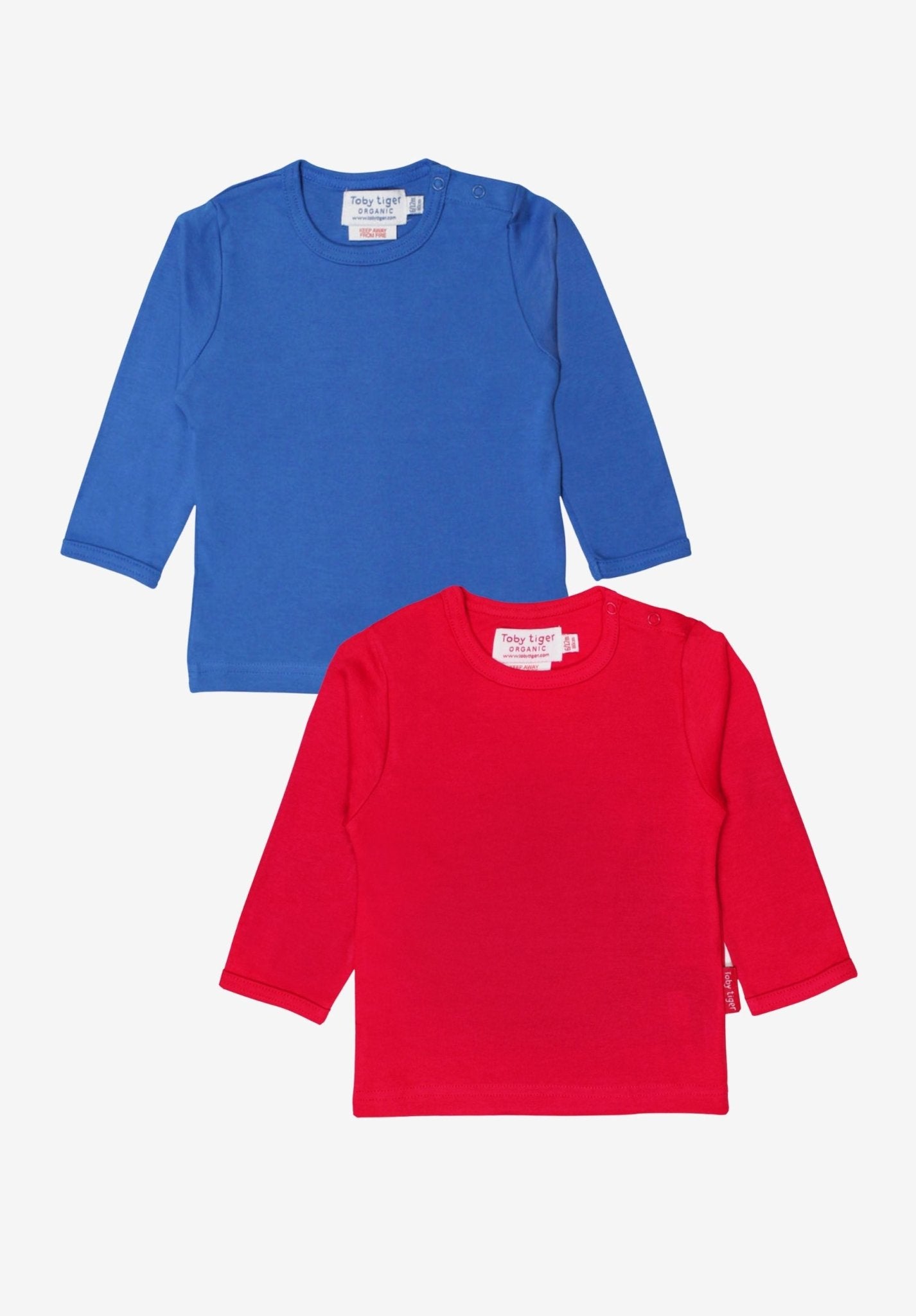 Organic Basic Long - Sleeved T-Shirt Bundle - Blue & Red - Toby Tiger
