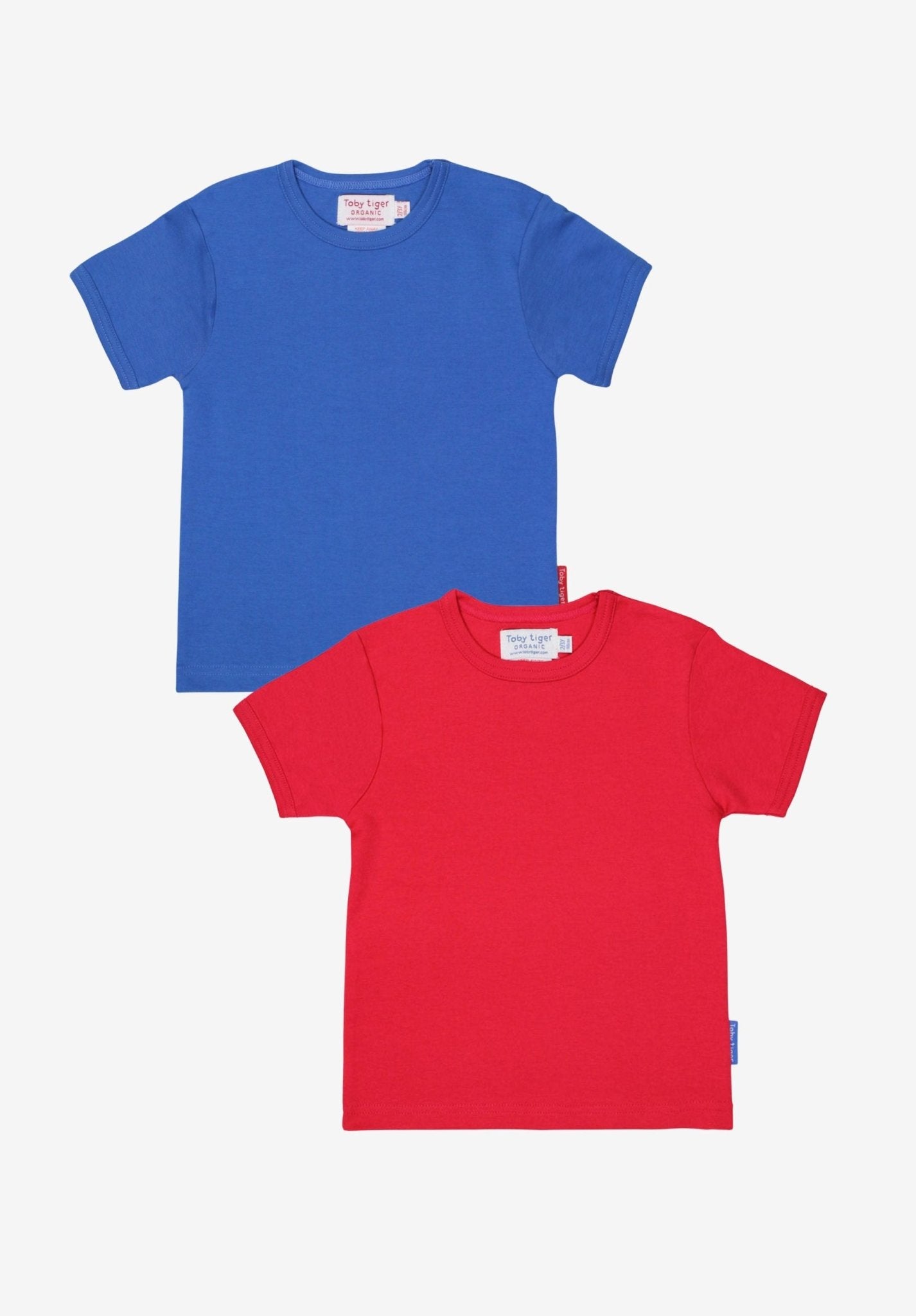 Organic Basic Short - Sleeved T-Shirt Bundle - Blue & Red - Toby Tiger