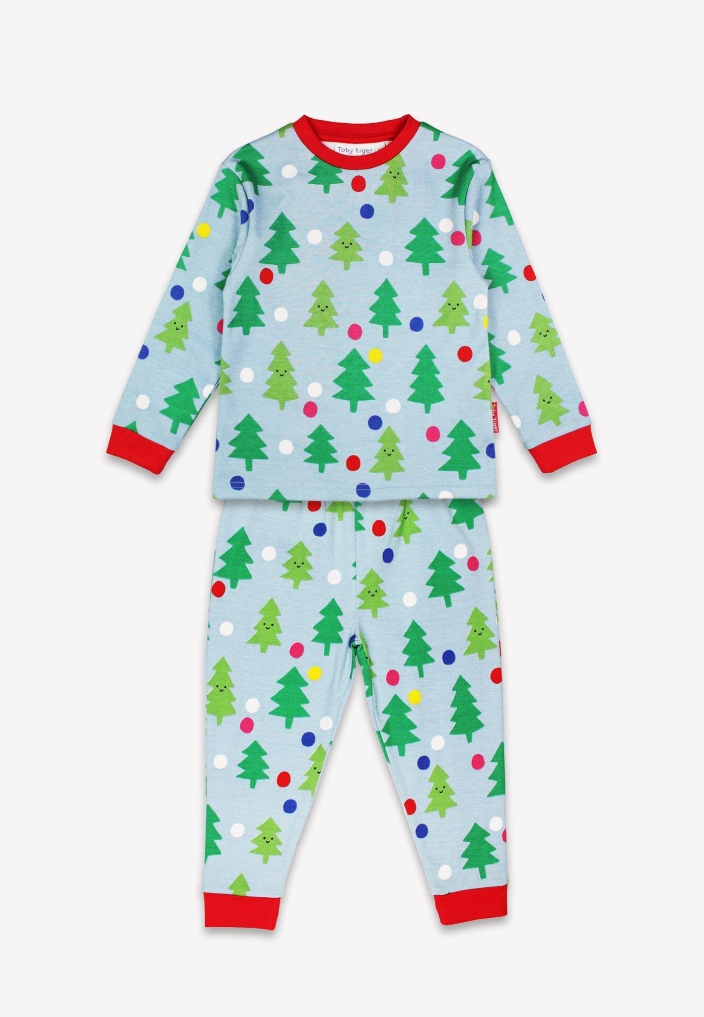Organic Christmas Tree Print Pyjamas - Toby Tiger