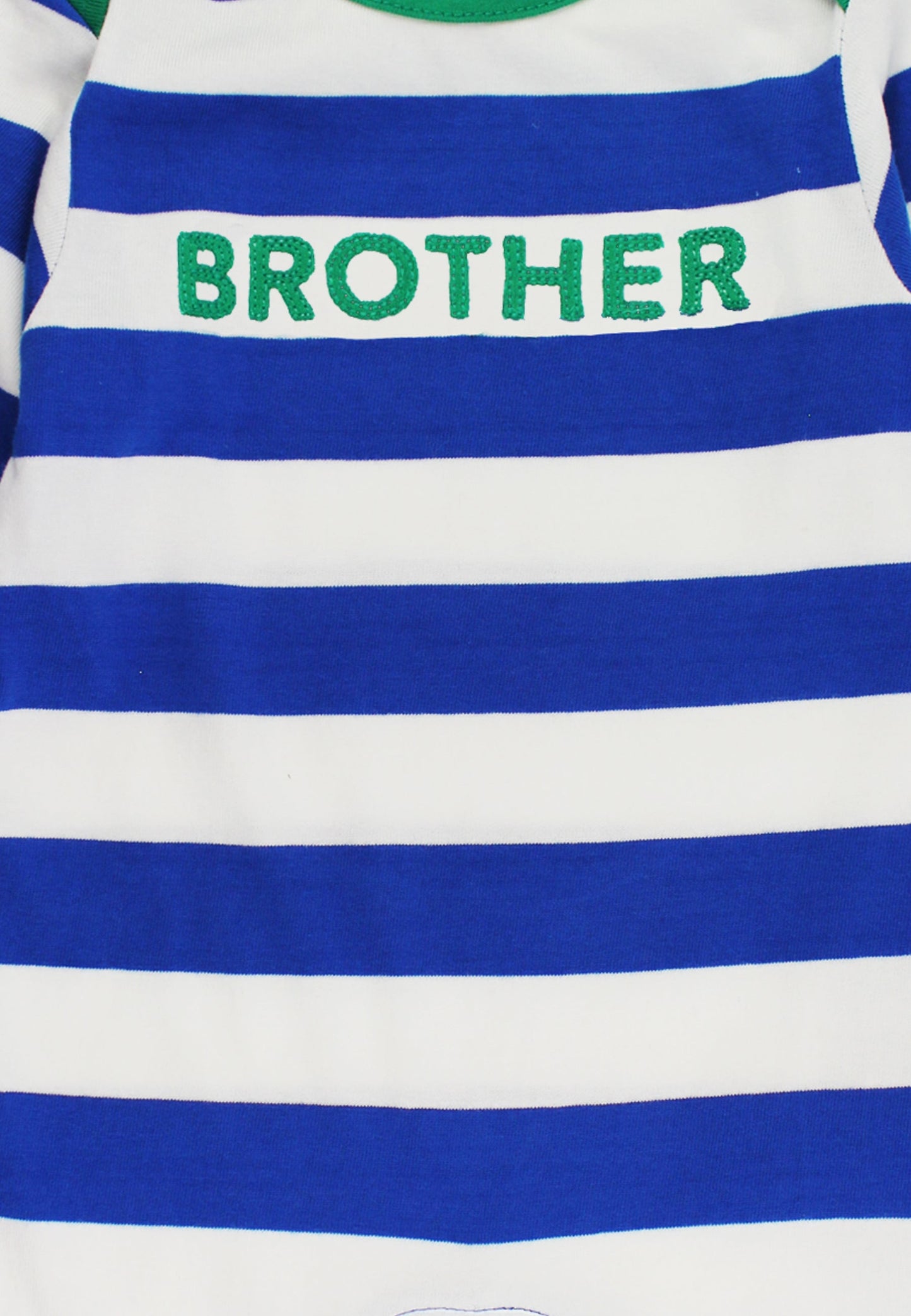 Organic Brother Applique Blue Stripe Sleepsuit | organic baby sleepwear UK — KIDDYKIND