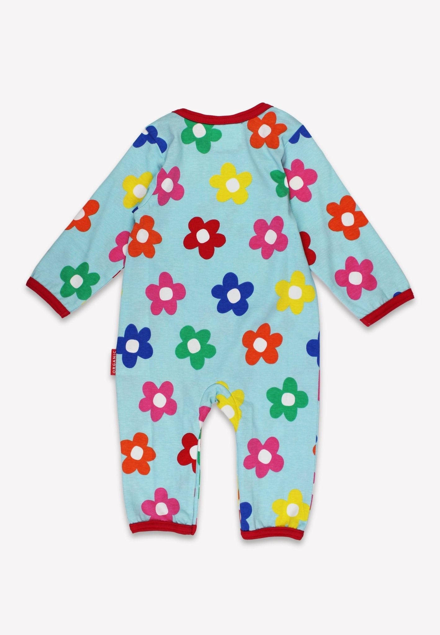 Organic Rainbow Bloom Bunny Applique Sleepsuit | organic cotton kids pyjamas UK