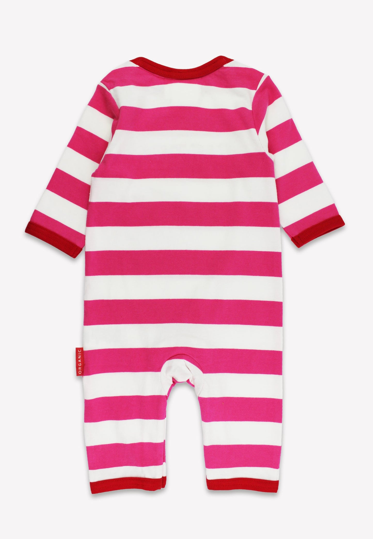 Organic baby bedding: Organic Sister Applique Pink Stripe Sleepsuit | KIDDYKIND