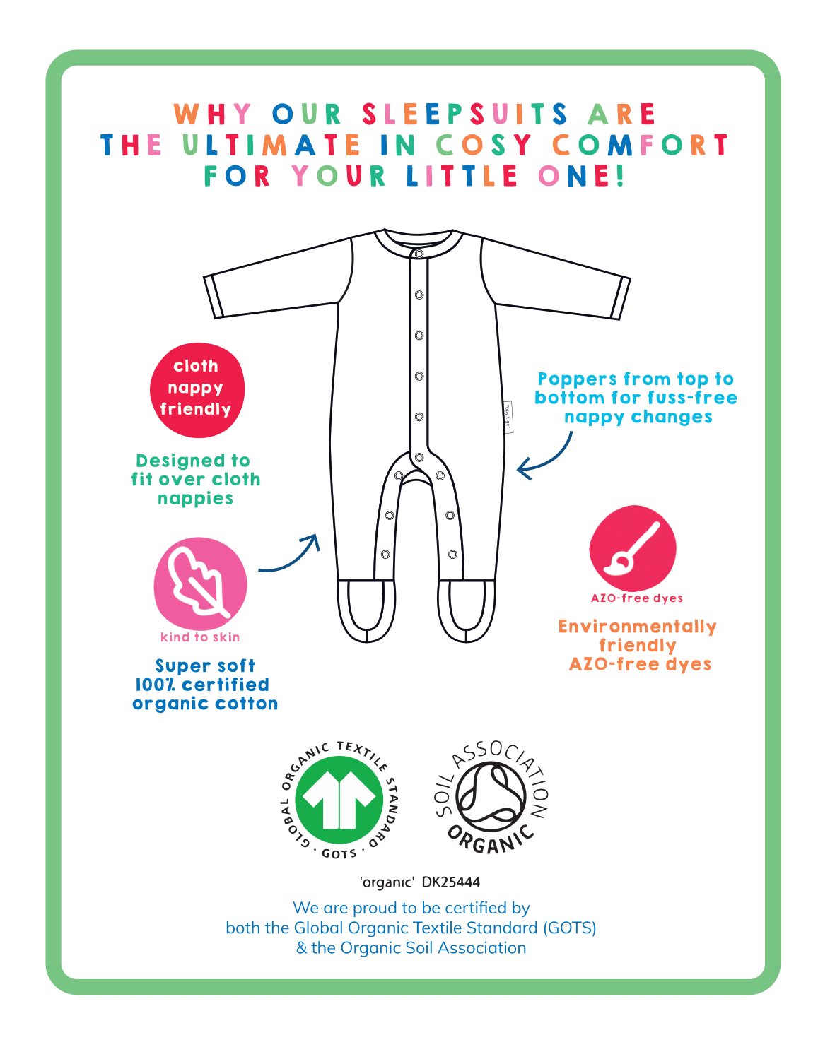 Organic Pear Print Babygrow - Toby Tiger UK Retail