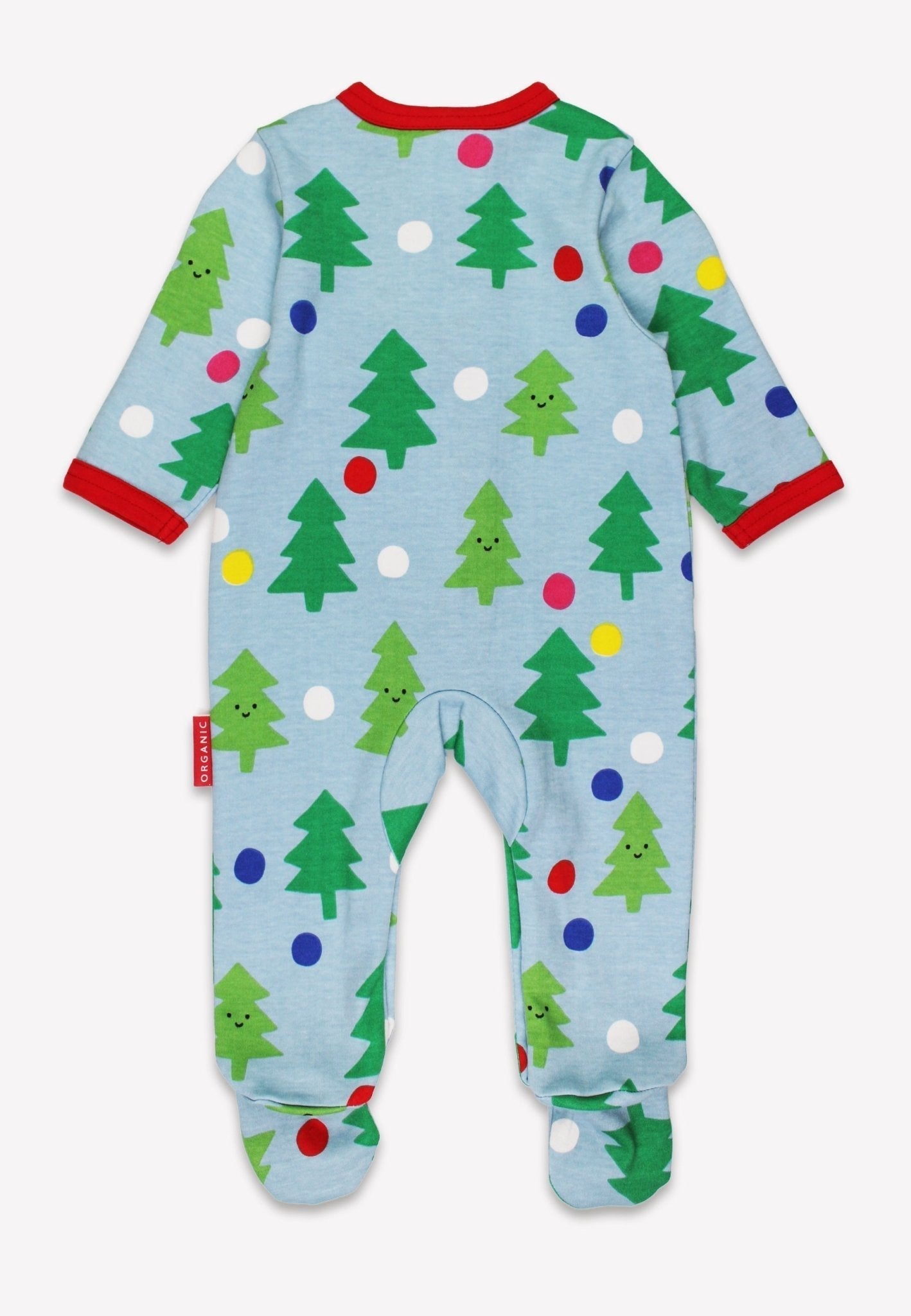 Natural baby sleep: Organic Christmas Tree Print Sleepsuit | KIDDYKIND