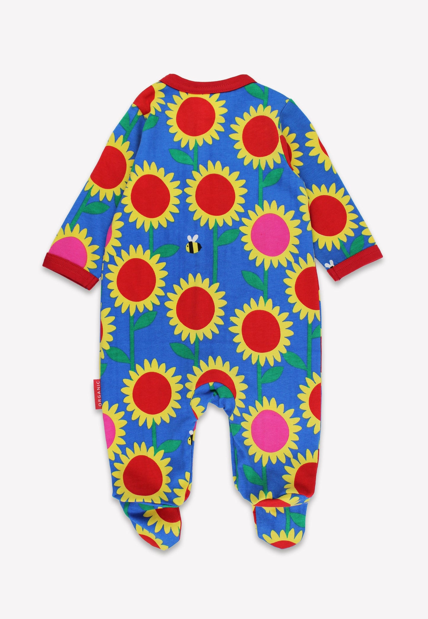 Natural baby sleep: Organic Sunflower Bee Print Sleepsuit | KIDDYKIND
