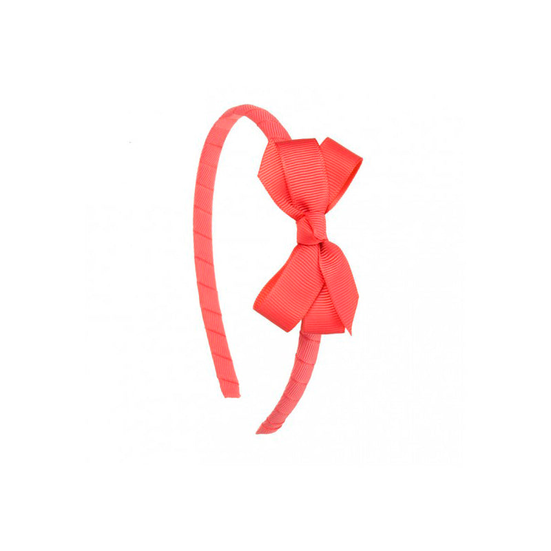 Small Bow Hairband - Coral by Beatrice and Bee, vetted by KIDDYKIND