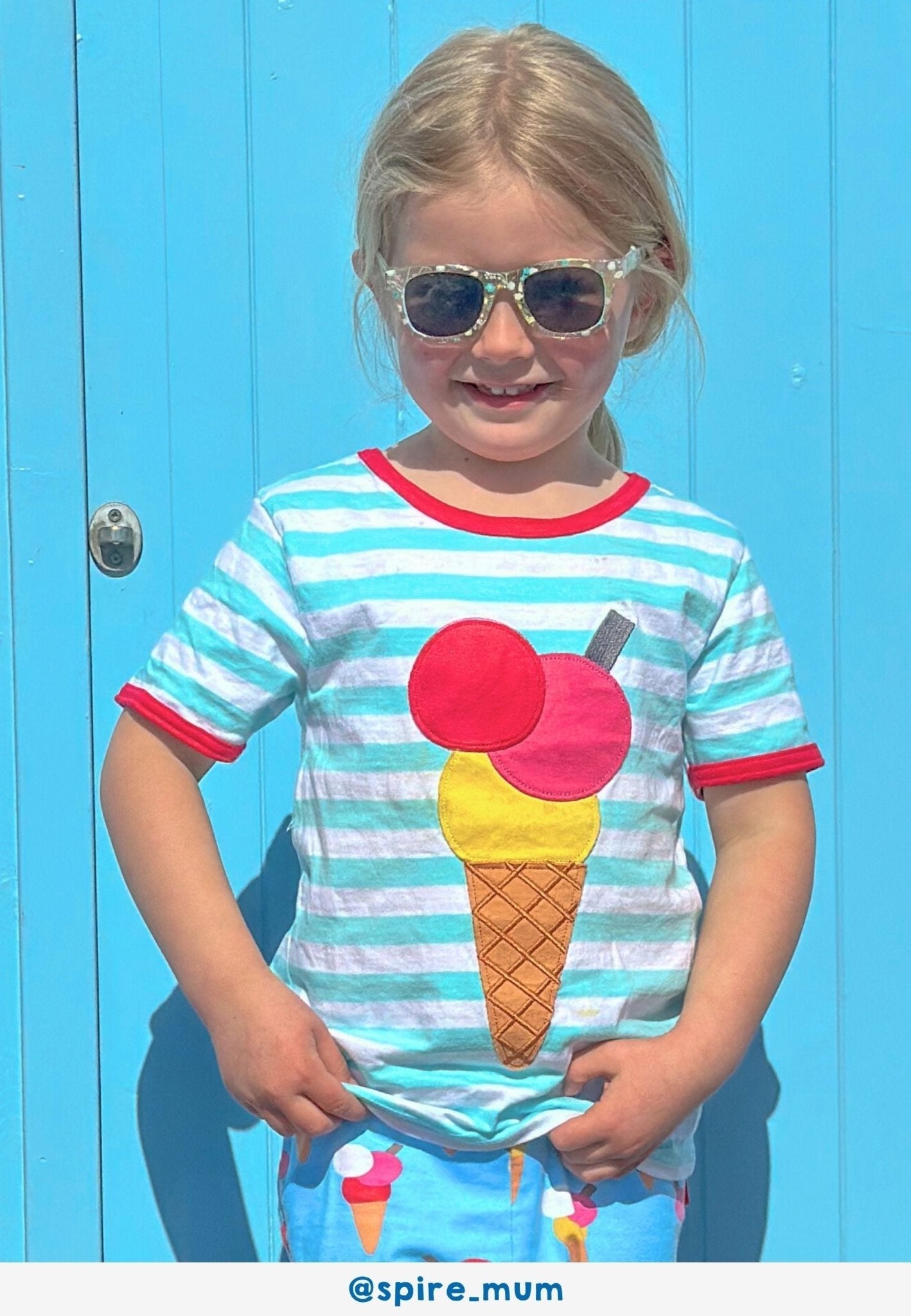 Organic Ice Cream Applique Short Sleeved T-Shirt - Toby Tiger