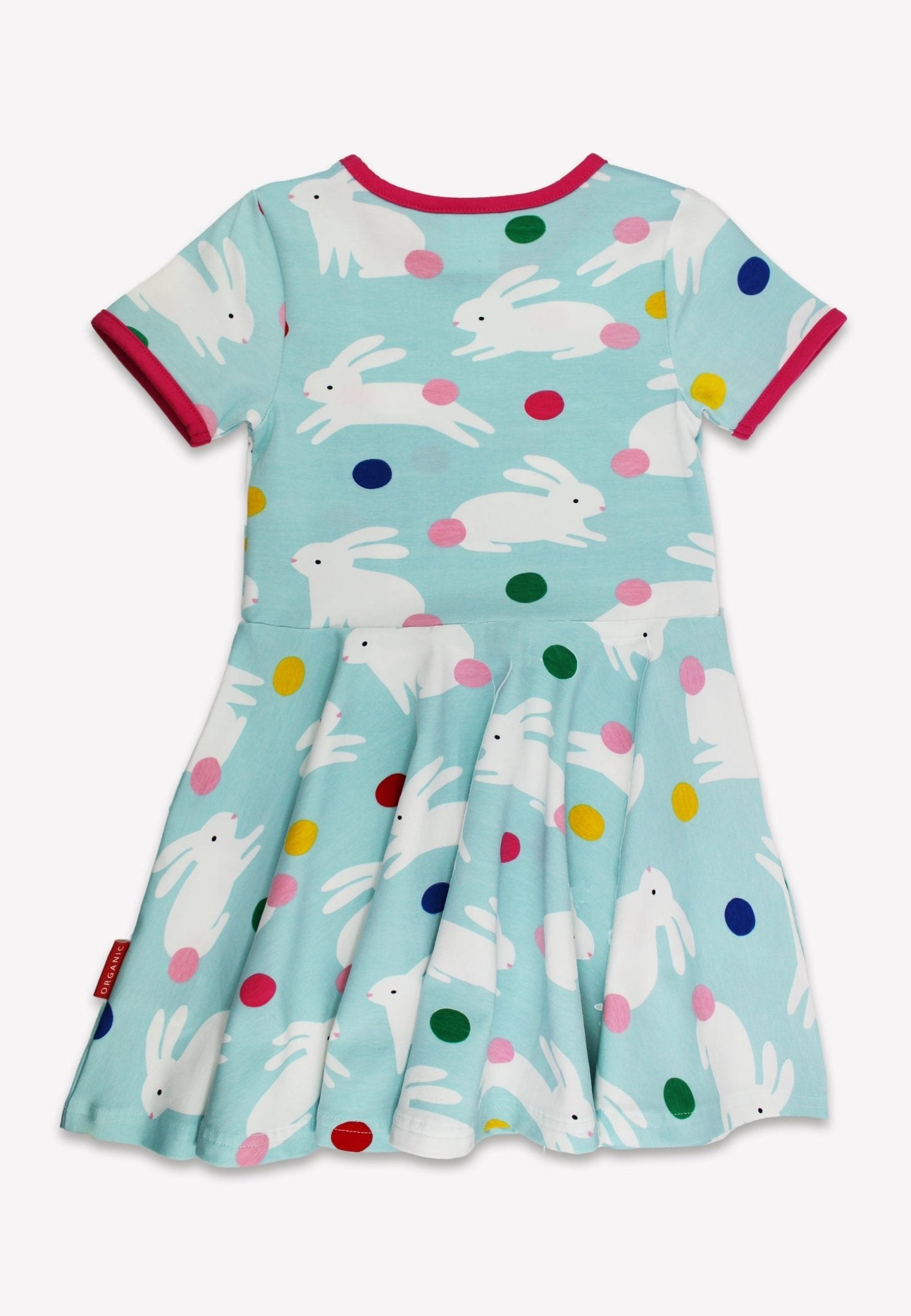Organic Bunny Hop Print Short - Sleeved Skater Dress - Toby Tiger