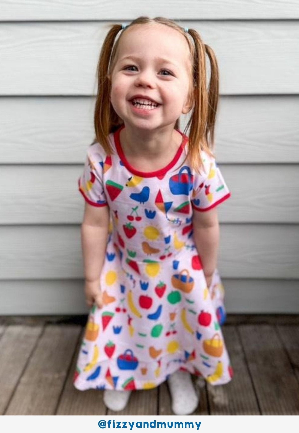 Organic Picnic Print Short Sleeved Skater Dress - Toby Tiger