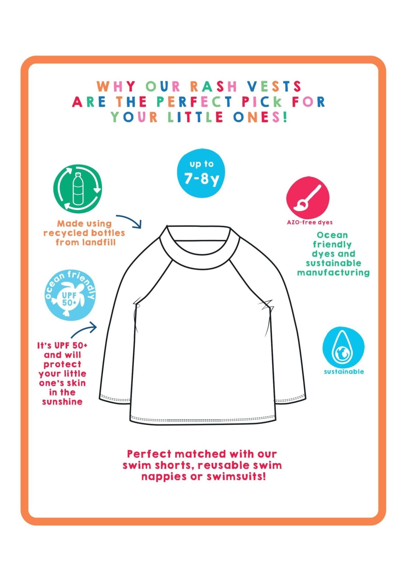 Whale Waves Print Kids' Rash Vest by Toby Tiger, OEKO-TEX certified, vetted by KIDDYKIND