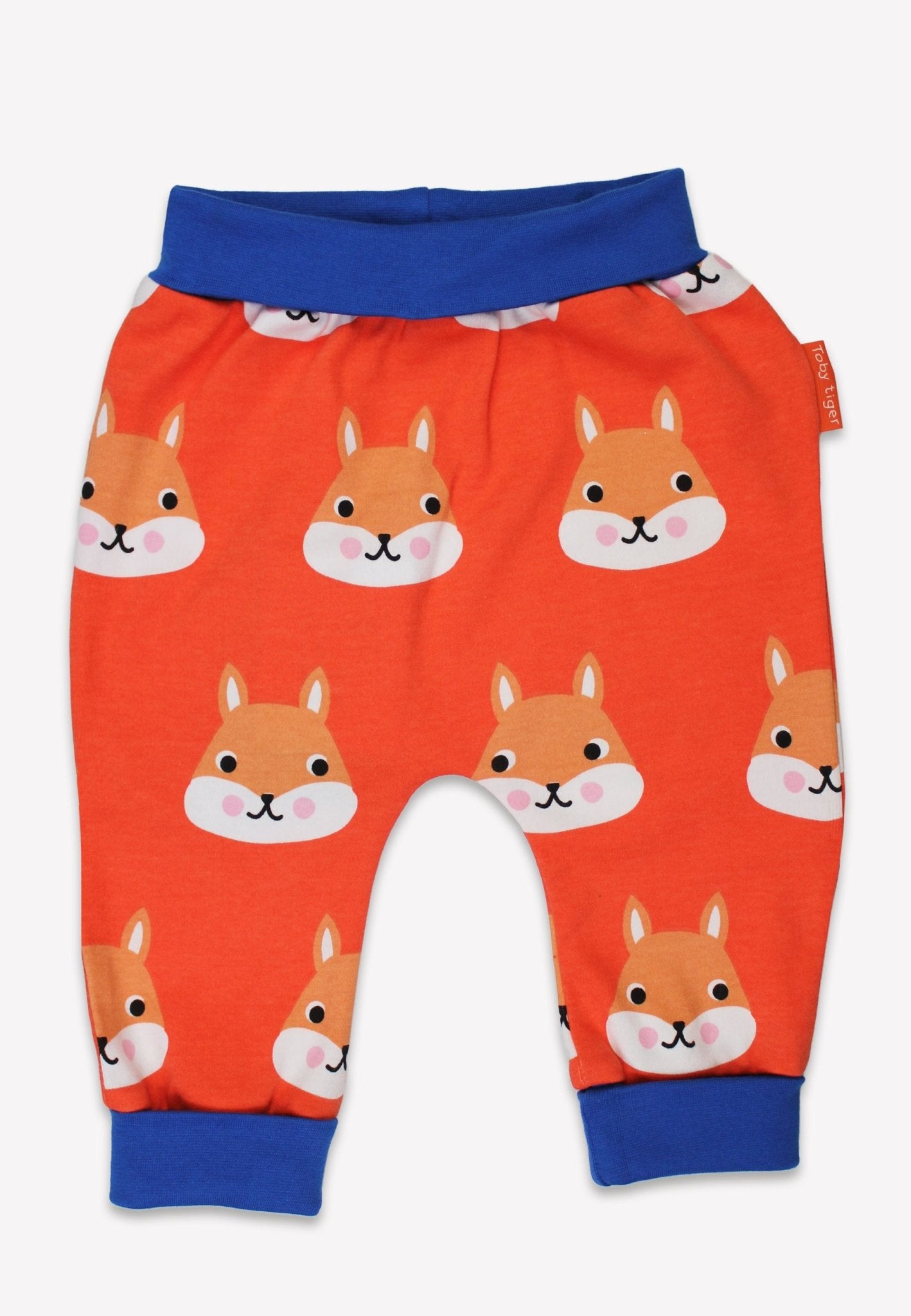 Organic Squirrel Print Yoga Pants by Toby Tiger, GOTS-certified, vetted by KIDDYKIND
