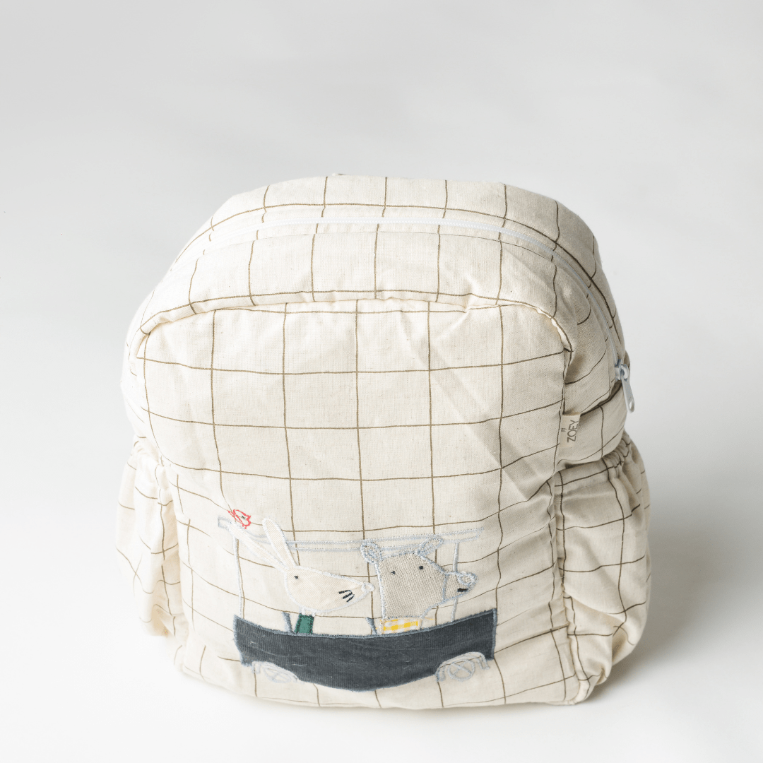 Zoey Buggy Ride hand-embroidered buggy cotton kids backpack, view 5