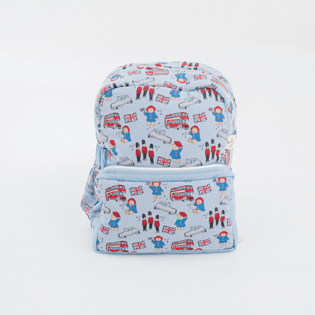 Zoey London Lane hand-embroidered London cotton kids backpack, view 5