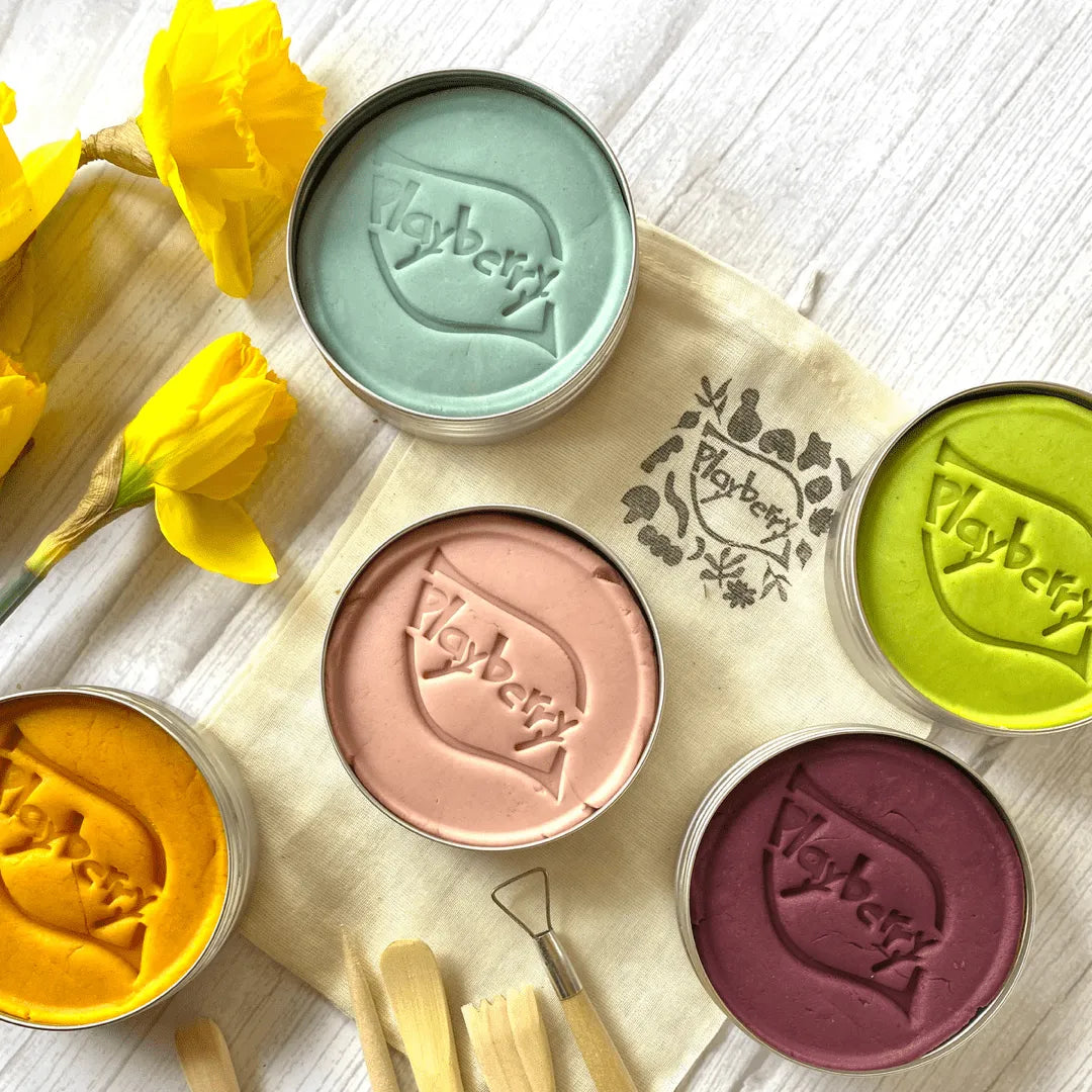 Colourful spring playdough collection in natural shades - eco-friendly play items for babies and toddlers UK | Kiddykind