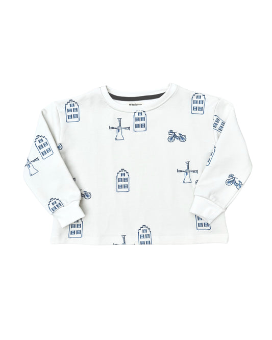 Wildgreen Delft Sweater, a 340GSM organic cotton children's jumper with ribbed neck and cuffs
