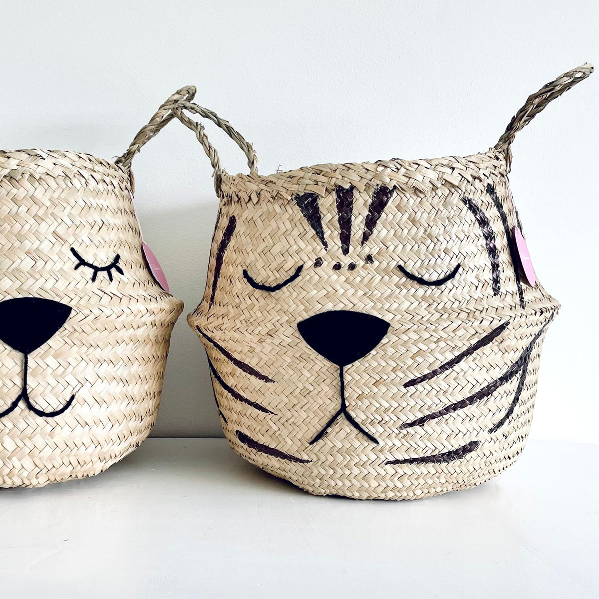 Handwoven natural seagrass tiger storage basket