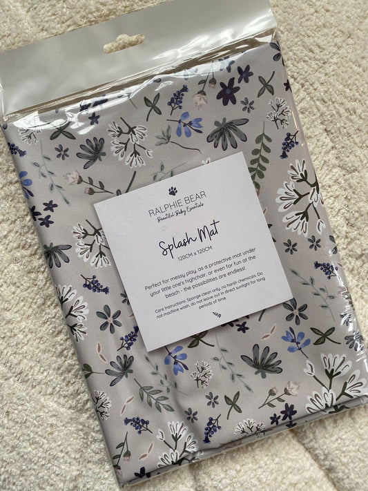 Ralphie Bear Wildflower weaning splash mat for mealtimes floor protection - sustainable baby weaning UK | Kiddykind