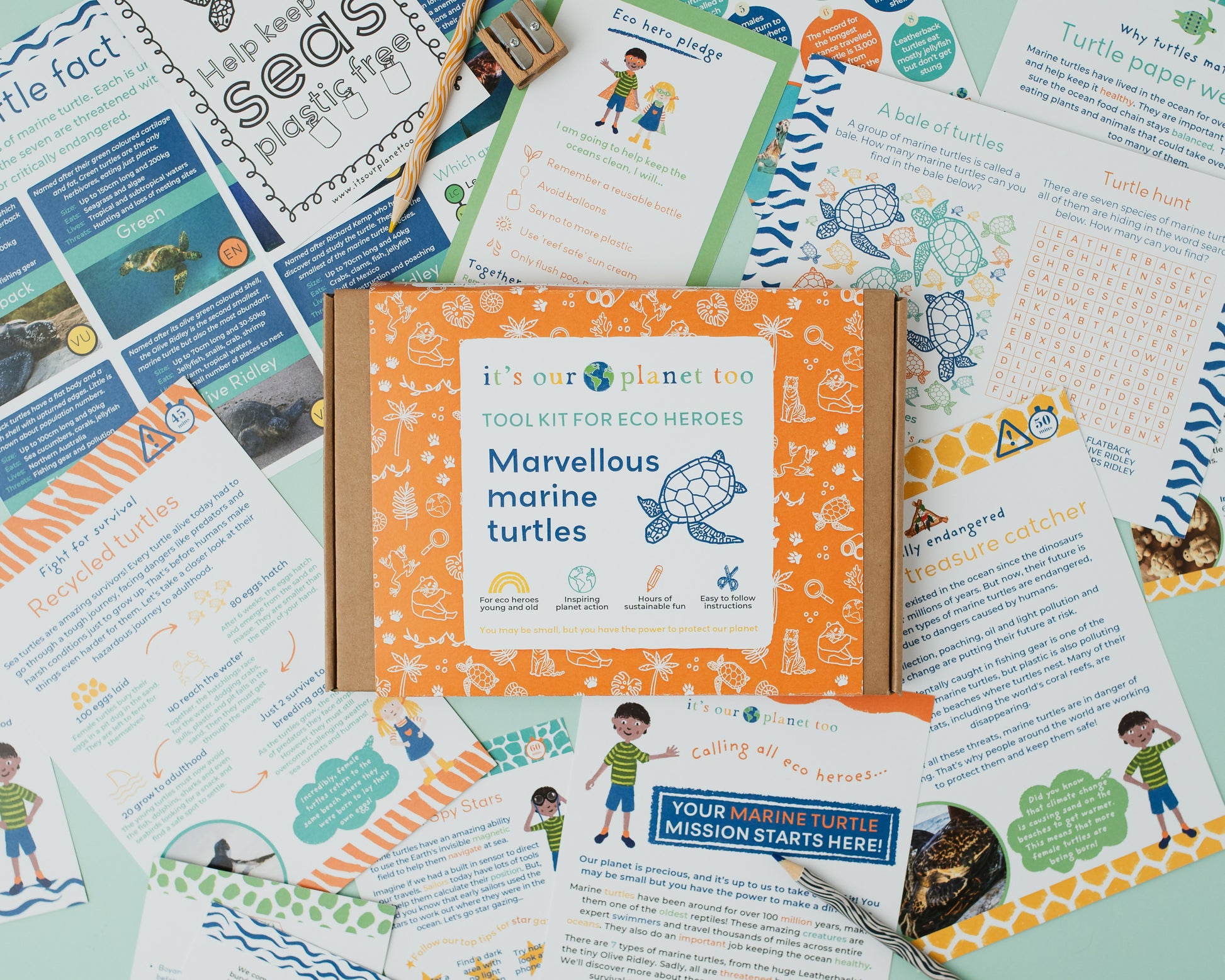 MARVELLOUS MARINE TURTLES - Children’s eco activity kit (Age 5+) | open-ended wooden toy for kids UK