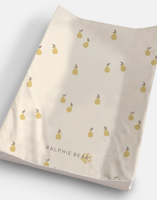 Ralphie Bear Pears anti roll wedge baby changing mat with raised support edges - sustainable nursery UK | Kiddykind