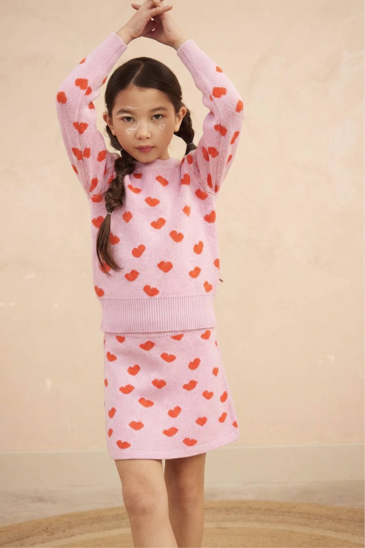 MIKA & MILO Love Hearts Jumper | Bubble Gum - - organic cotton cashmere