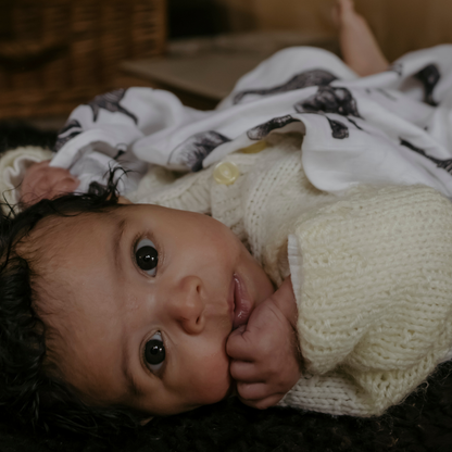 Safari Print Baby Muslin Swaddle (120x120cm) by Sustainabub, organic cotton, vetted by KIDDYKIND
