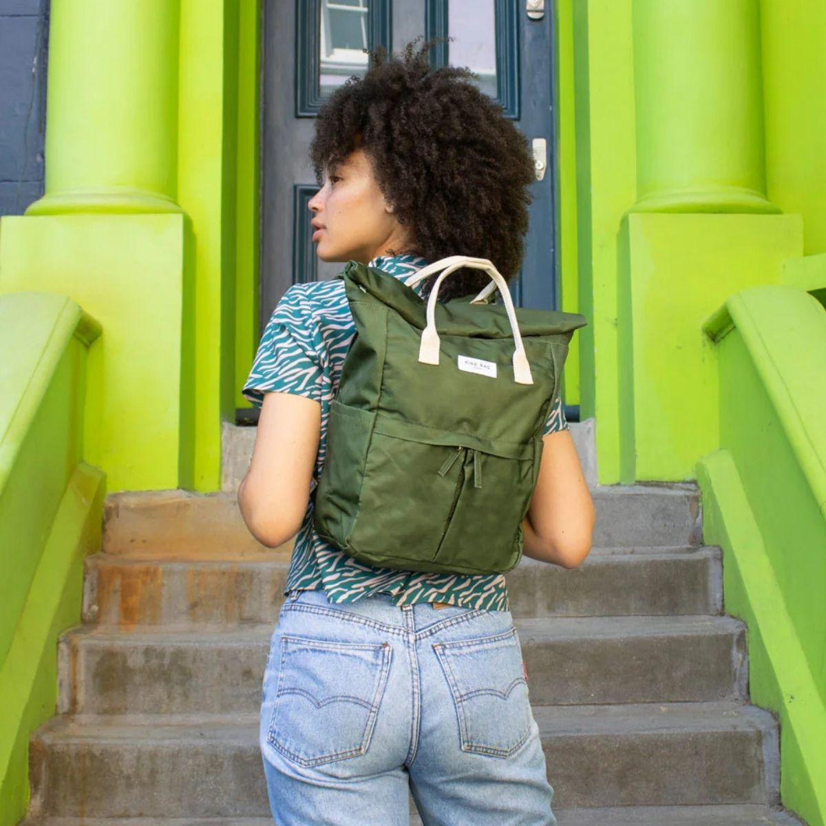Eco kids bottle: Kind Bag Hackney Backpack - Medium - Khaki | One Green Bottle UK