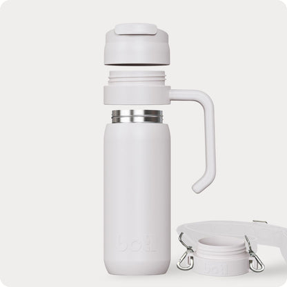 Sustainable kids bottle: 600ml Brew Flask - Reusable insulated leakproof cup with handle and carry strap - BOTL | KIDDYKIND