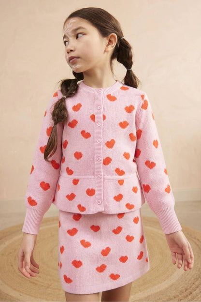 MIKA & MILO Love Hearts Pencil Skirt | Bubble Gum - - organic cotton cashmere