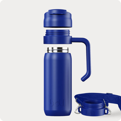 Sustainable kids bottle: 600ml Brew Flask - Reusable insulated leakproof cup with handle and carry strap - BOTL | KIDDYKIND