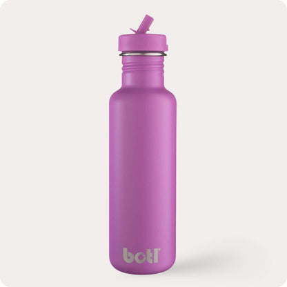 800ml Stainless Steel - Non Insulated Bottle With Straw Cap | Mageta Purple | BOTL | BPA-free plastic-free kids bottle UK