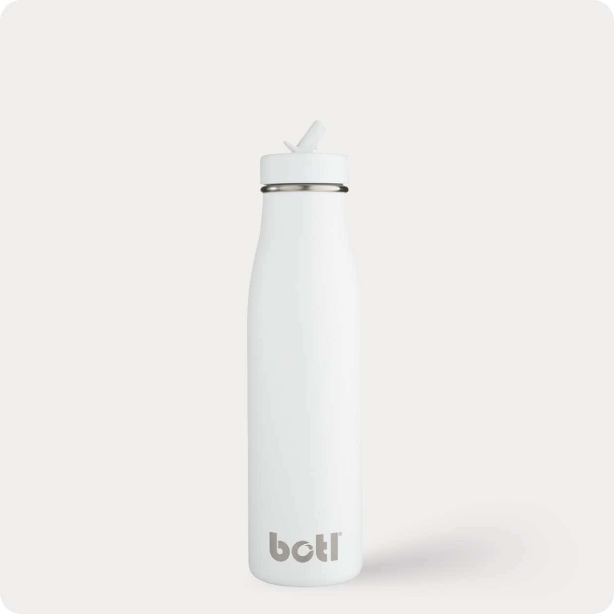 Sustainable kids bottle: 500ml Pure White Evolution – stainless steel insulated bottle with straw | KIDDYKIND