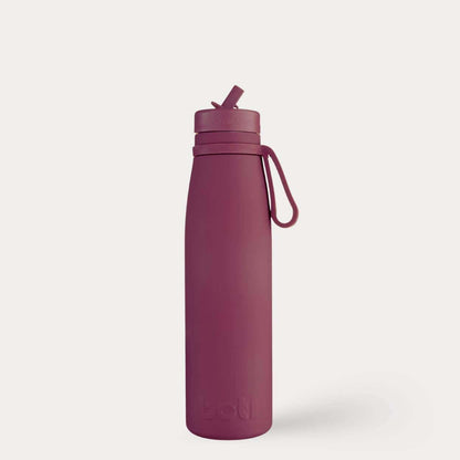 Eco kids bottle: 500ml Stainless Steel Insulated Bottle with Straw Cap | BOTL | Dark Cherry | One Green Bottle UK