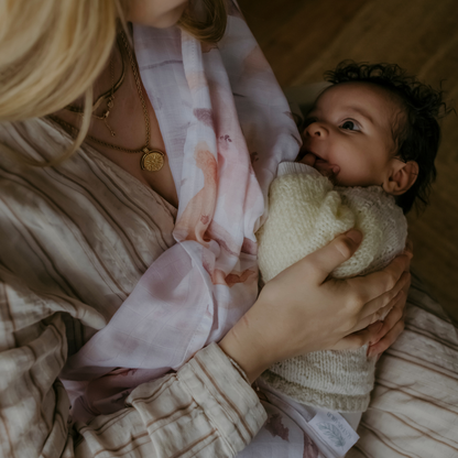 Flower Print Baby Muslin Swaddle -  (120cmx120cm) by Sustainabub, organic cotton, vetted by KIDDYKIND