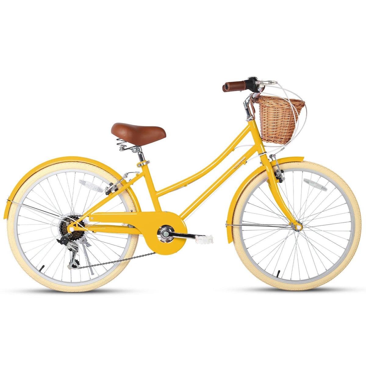 Glerc Missy 24 inch 6-speed beach cruiser kids bike with wicker basket, view 6