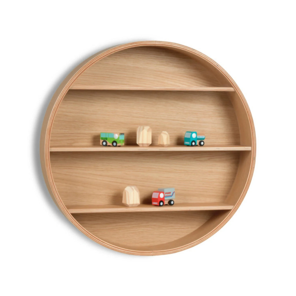 round wooden kids shelf by curve lab montessori inspired kids shelves