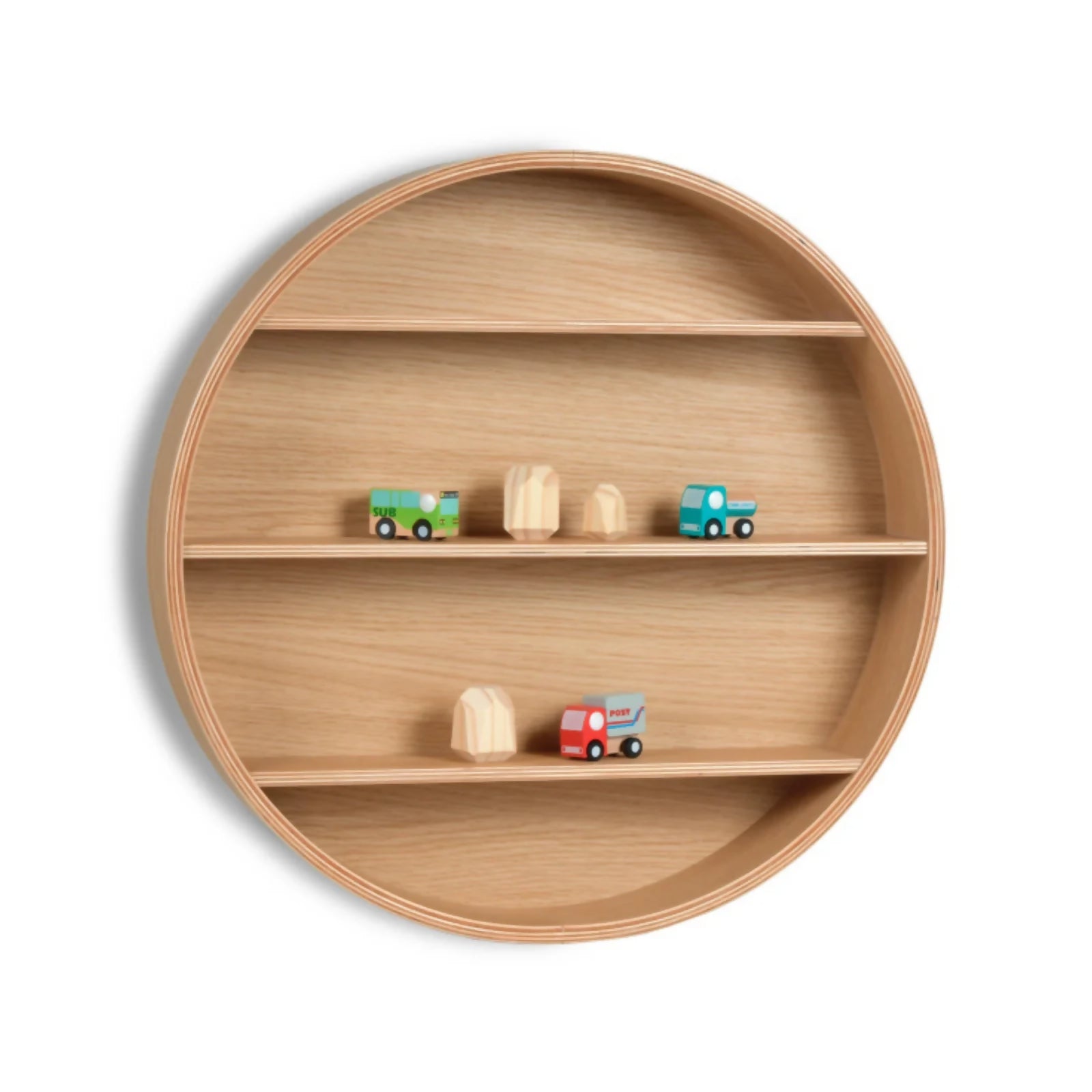 round wooden kids shelf by curve lab montessori inspired kids shelves