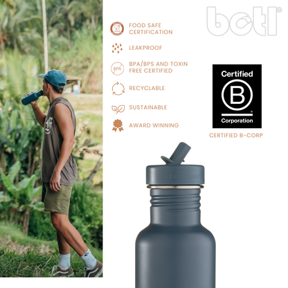 Eco kids bottle: 500ml Lightweight Stainless Steel - Not Insulated With Straw Cap | BOTL | One Green Bottle UK