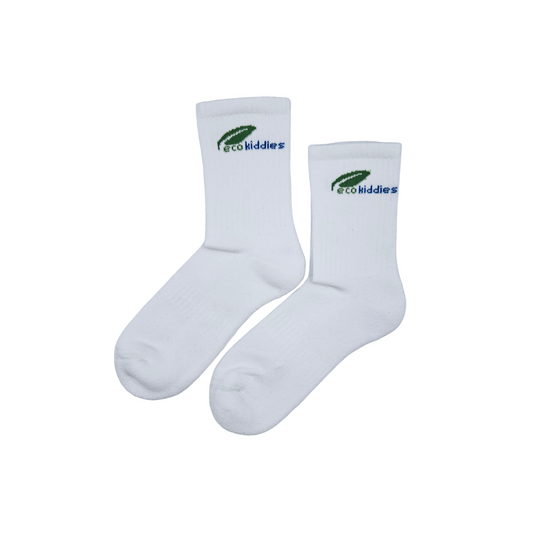 Eco Kiddies organic cotton ribbed school socks for children white - sustainable eco-friendly kids school socks UK | Kiddykind