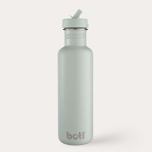 Eco kids bottle: 800ml Stainless Steel - Non Insulated With Straw Cap | Sage Green | BOTL | One Green Bottle UK