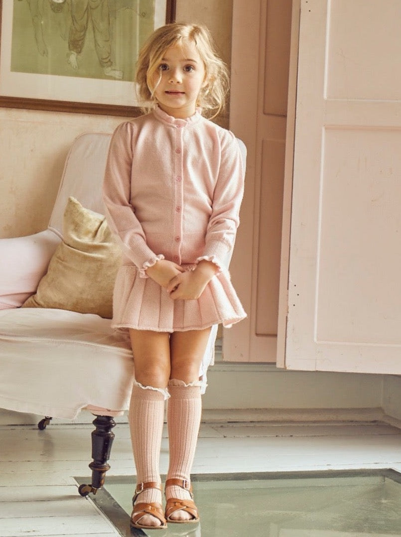 Ruffled Neck Cardigan | cashmere/merino